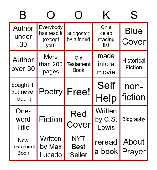 GSLC Book Bingo Card
