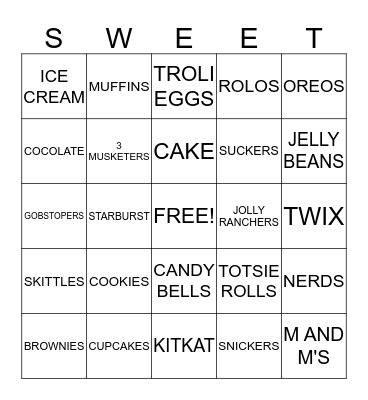 SWEETS Bingo Card