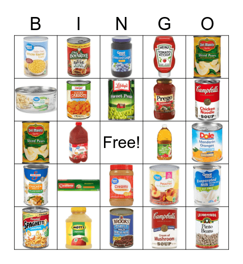 Food Pantry Bingo Card