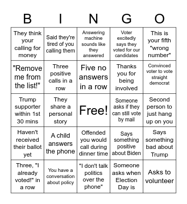 GOTV BINGO Card