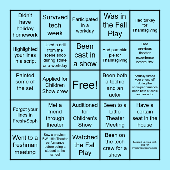 Little Theater Bingo Card