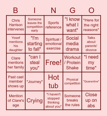 Clare's Bachelorette Week 3 Bingo Card