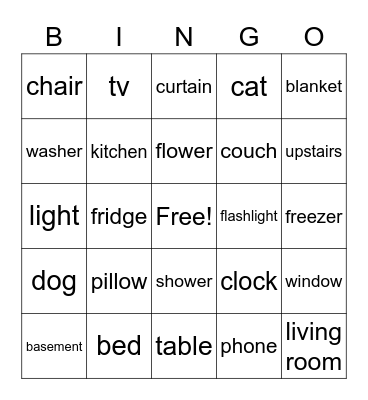 HOME WORDS Bingo Card