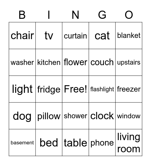 HOME WORDS Bingo Card