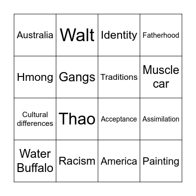 Water Buffalo/Gran Torino Bingo Card