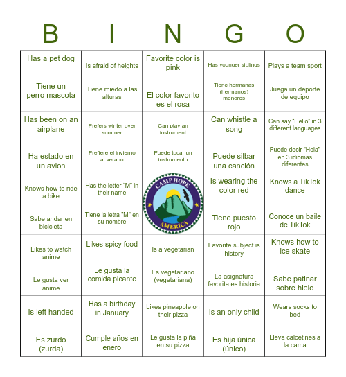 Escalera! Ohhh! Bingo Card