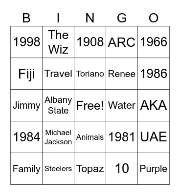 Monique's 54th Birthday Bash Bingo Card