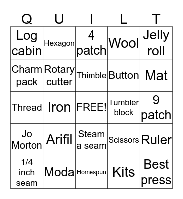 Anytime Stitchin Time Quilt Retreat Bingo Card