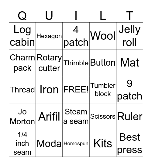 Anytime Stitchin Time Quilt Retreat Bingo Card