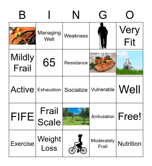 Frail Elderly Bingo Card