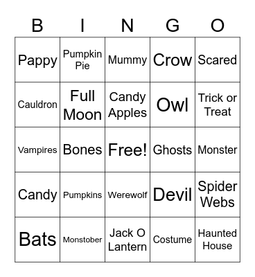 Halloween BINGO Card