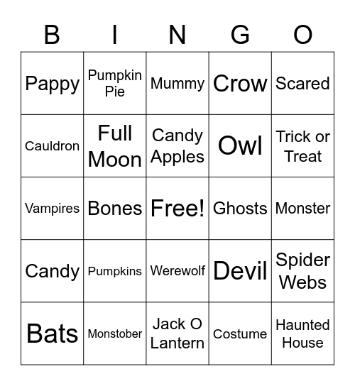 Halloween BINGO Card