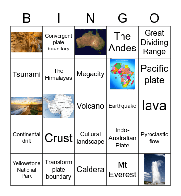 Year 8 Geography Bingo Card
