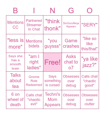 Techni Bingo Card