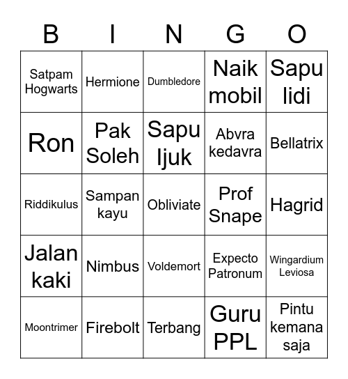 Punya Sana Bingo Card