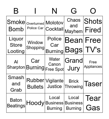 Race Riot Bingo Card