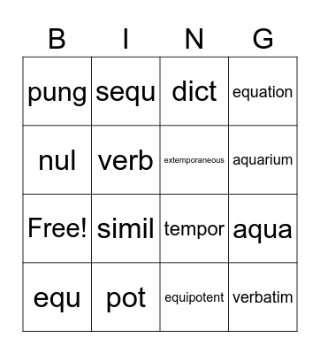 October Verba Diei 2020 Bingo Card