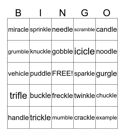 -le words Bingo Card