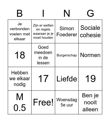 Burgerschap Bingo Card