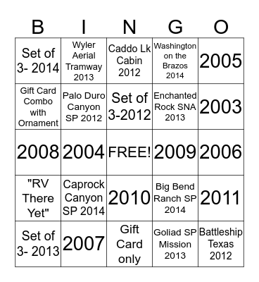 Ornament SALES Bingo Card