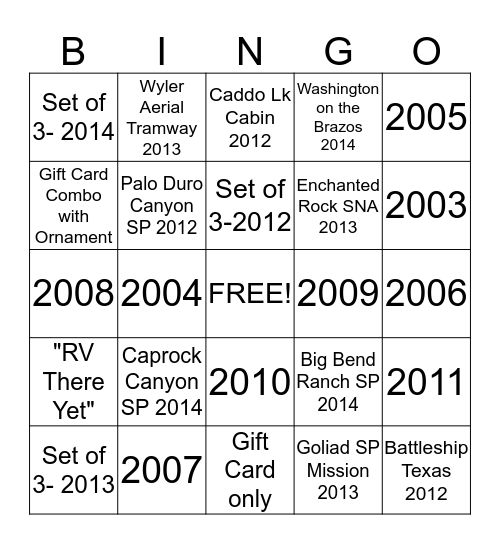 Ornament SALES Bingo Card