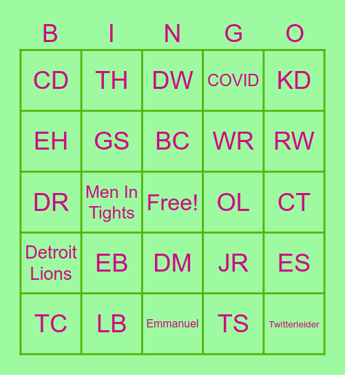 BaSs ChOiR Bingo Card