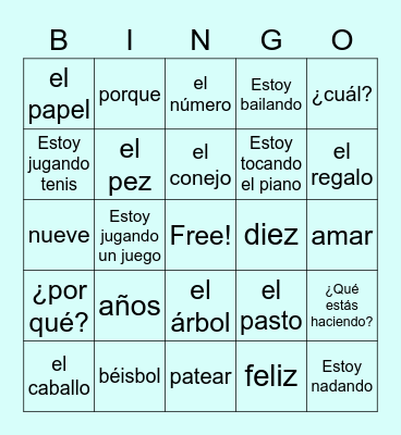 Foreign Languages for Kids- Level 5 (2nd half) Bingo Card