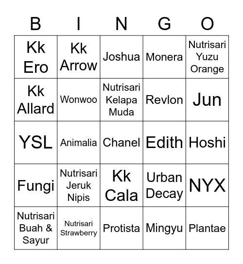 ☆ ALI ☆ Bingo Card
