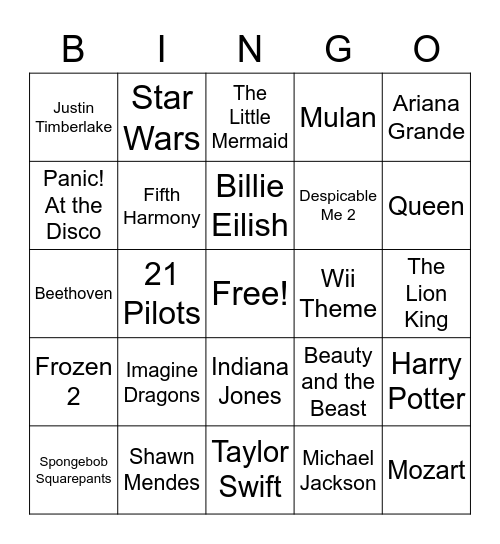 Band Bingo Card