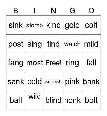 Word Study Bingo Card