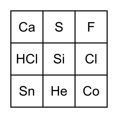 Periodic Table Bingo Card