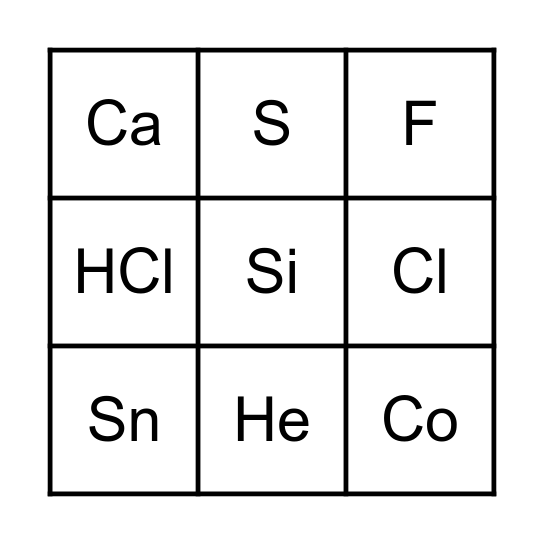 Periodic Table Bingo Card