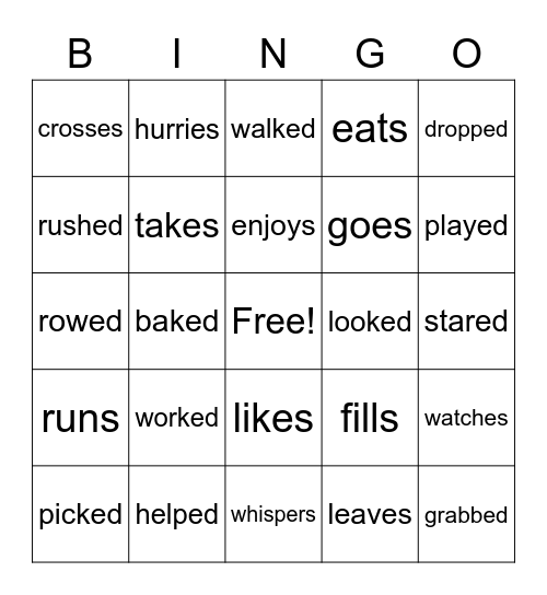 Past and Present Verbs Bingo Card