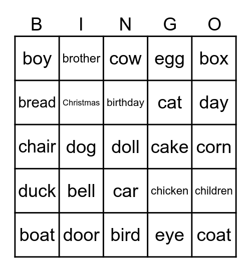 Dolch Sight Words Pt. 1 Bingo Card