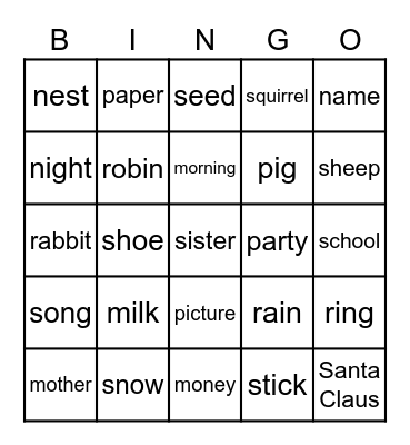 Dolch Sight Words Pt. 3 Bingo Card