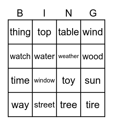 Dolch Sight Words Pt. 4 Bingo Card