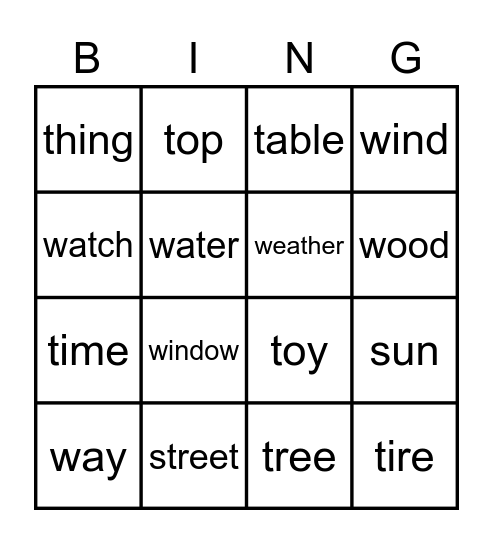 Dolch Sight Words Pt. 4 Bingo Card