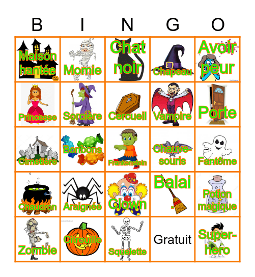 C'est l'Halloween! Bingo Card