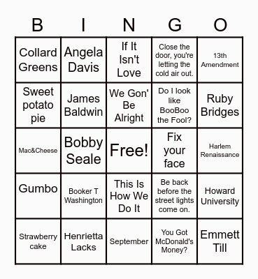 BSU Bingo Card