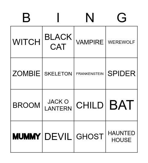 HALLOWEEN Bingo Card