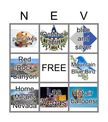 Nevada Day BINGO Card