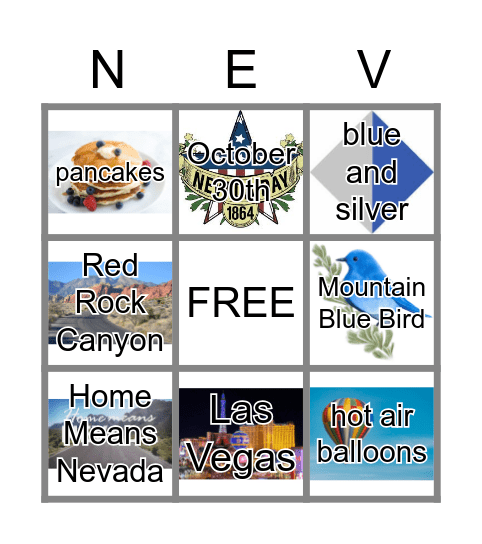 Nevada Day BINGO Card