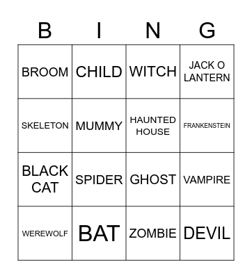 HALLOWEEN Bingo Card