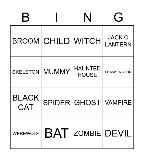 HALLOWEEN Bingo Card