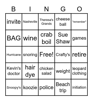 BAG BINGO Card