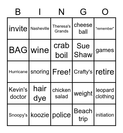 BAG BINGO Card