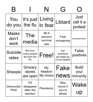 Trumper Catchprase Bingo Card
