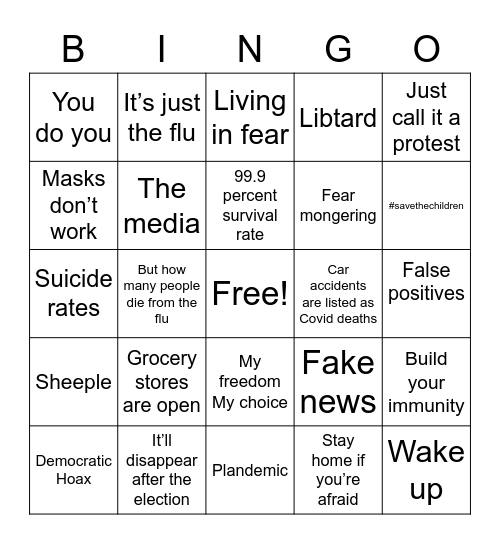 Trumper Catchprase Bingo Card