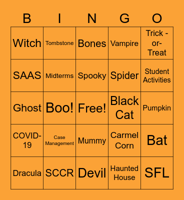 GA Halloween Bingo Card