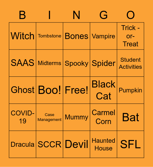 GA Halloween Bingo Card